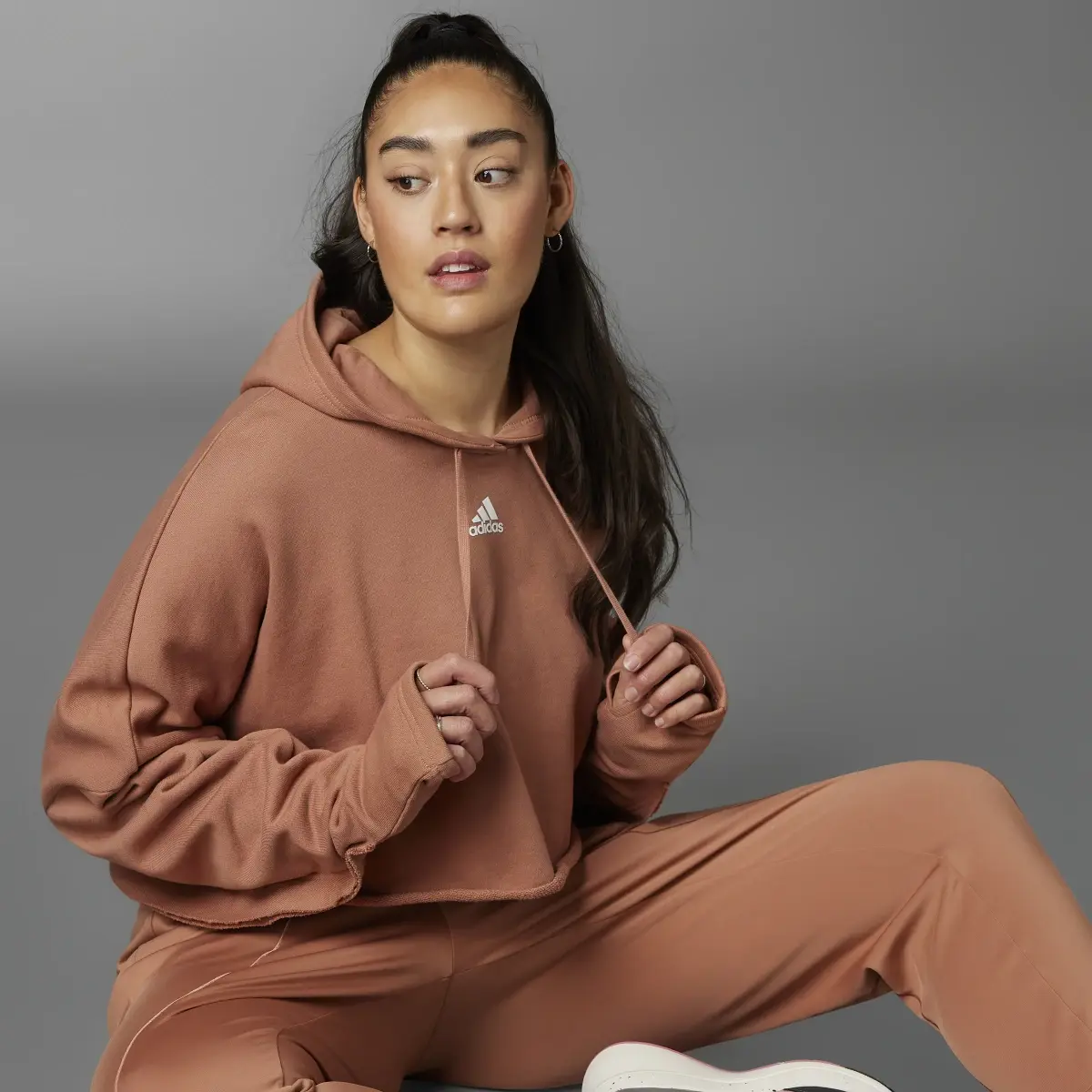 Adidas Collective Power Cropped Hoodie (Plus Size). 1