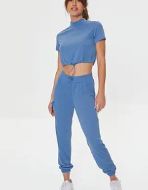 Forever 21 Active Mesh Cargo Joggers Royal