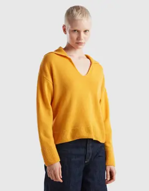 boxy fit sweater with polo collar