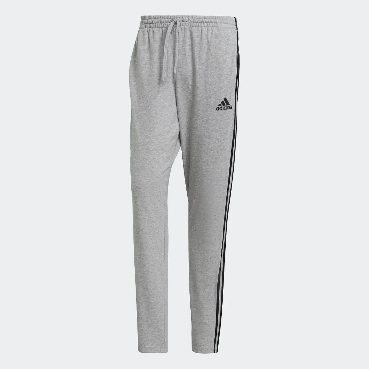 Adidas Essentials Single Jersey Tapered Open Hem 3-Stripes Pants. 1
