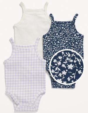 3-Pack Matching Sleeveless Rib-Knit Bodysuit for Baby multi