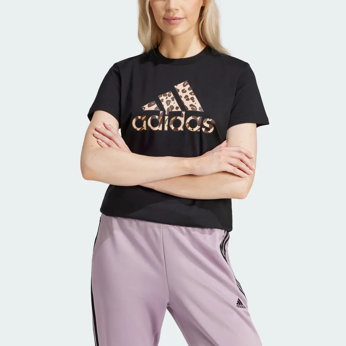 Adidas Animal Print Graphic Tee. 1