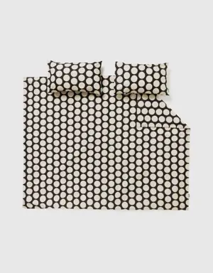 double duvet cover set in black with white polka dots