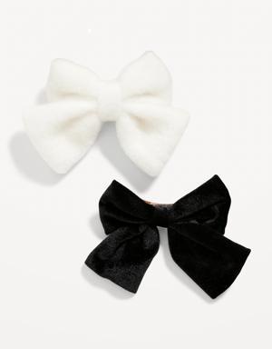 Bow-Tie Hair Clips Variety 2-Pack for Girls white