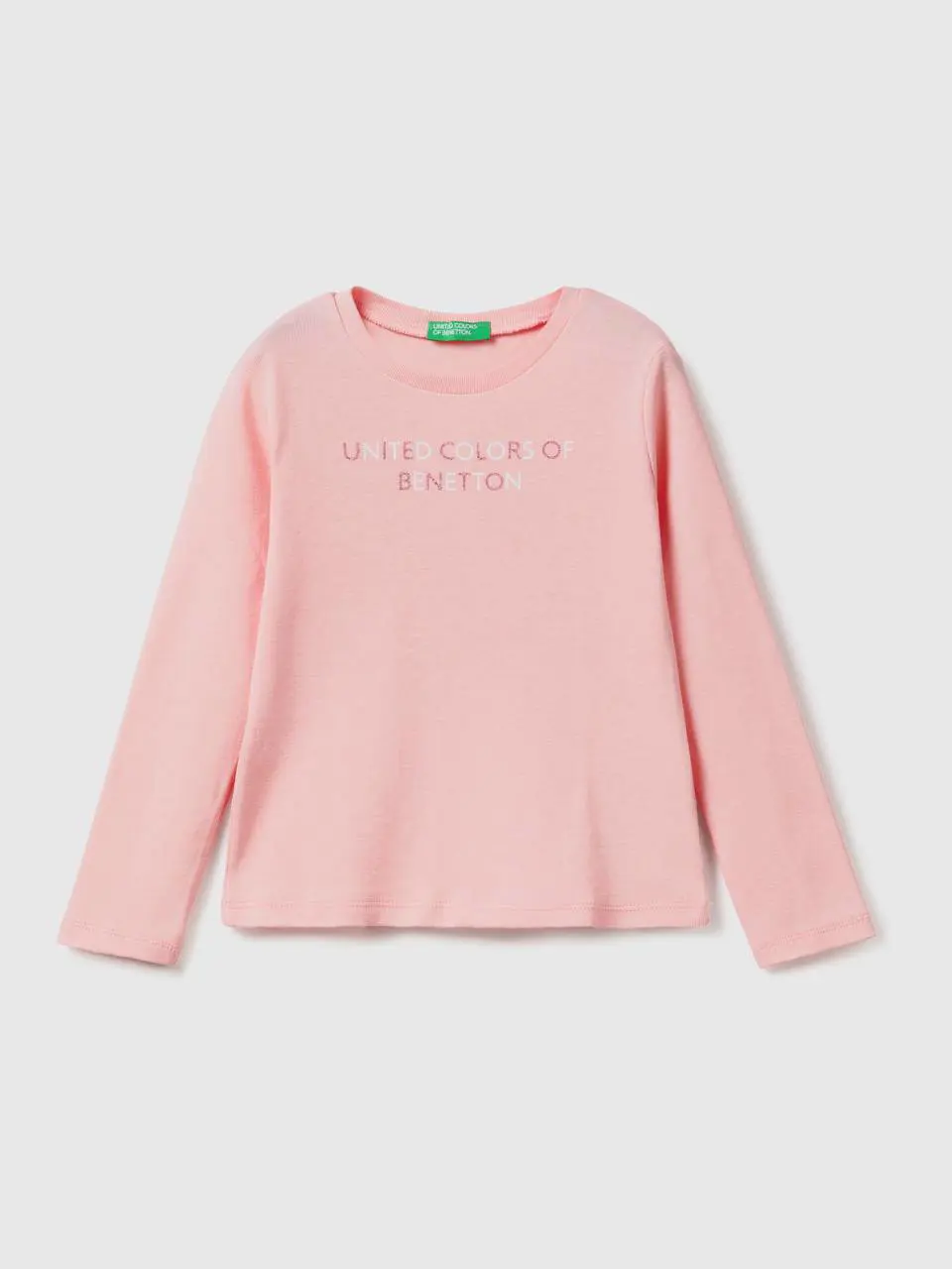 Benetton long sleeve t-shirt with glitter print. 1