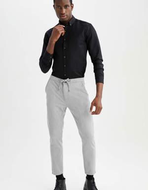 Slim Fit Polo Yaka Uzun Kollu Gömlek