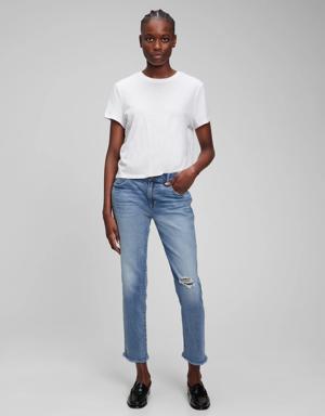 Mid Rise Girlfriend Jeans blue