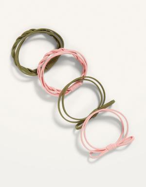 Elastic Hair Ties 4-Pack for Women pink