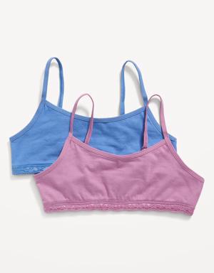 Jersey-Knit Lace-Trim Cami Bra 2-Pack for Girls multi