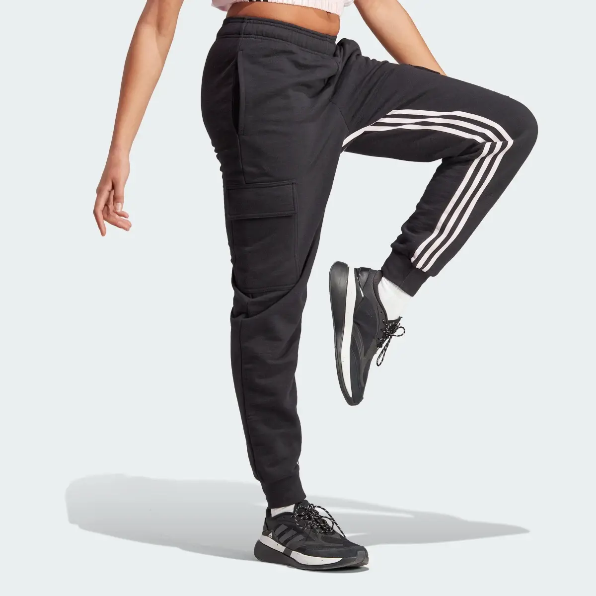 Adidas Pants Cargo Dance Corte Alto 3 Franjas Puños Ajustados. 3