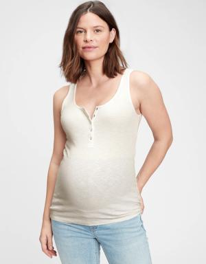 Gap Maternity Rib Henley Tank Top beige