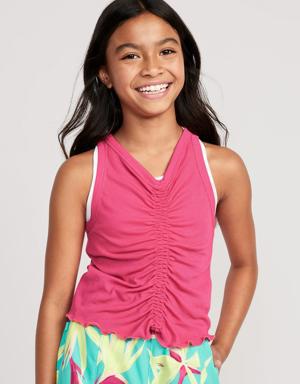 Old Navy UltraLite Ruched Cropped Tank Top for Girls pink