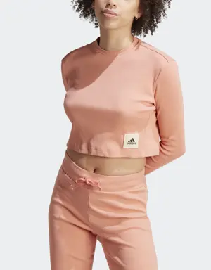 Adidas Lounge Ribbed Crop Long Sleeve Tee