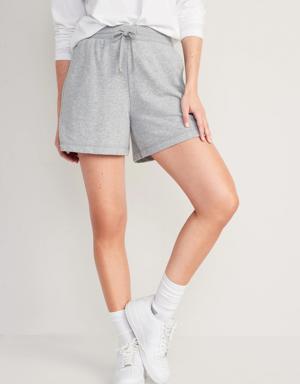 Extra High-Waisted French-Terry Sweat Shorts -- 5-inch inseam gray