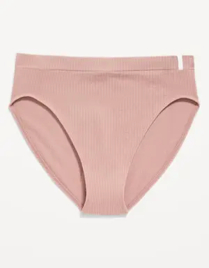High-Waisted French-Cut Seamless Rib-Knit Bikini Underwear for Women pink
