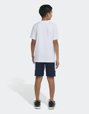 Elastic Waistband Sportswear Color Block Shorts