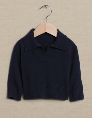 Luna Cashmere Sweater Polo for Baby + Toddler blue