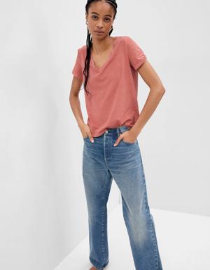 Gap Organic Cotton Vintage V-Neck T-Shirt pink