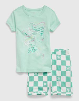 Kids &#124 Disney 100% Organic Cotton Frozen PJ Shorts Set green