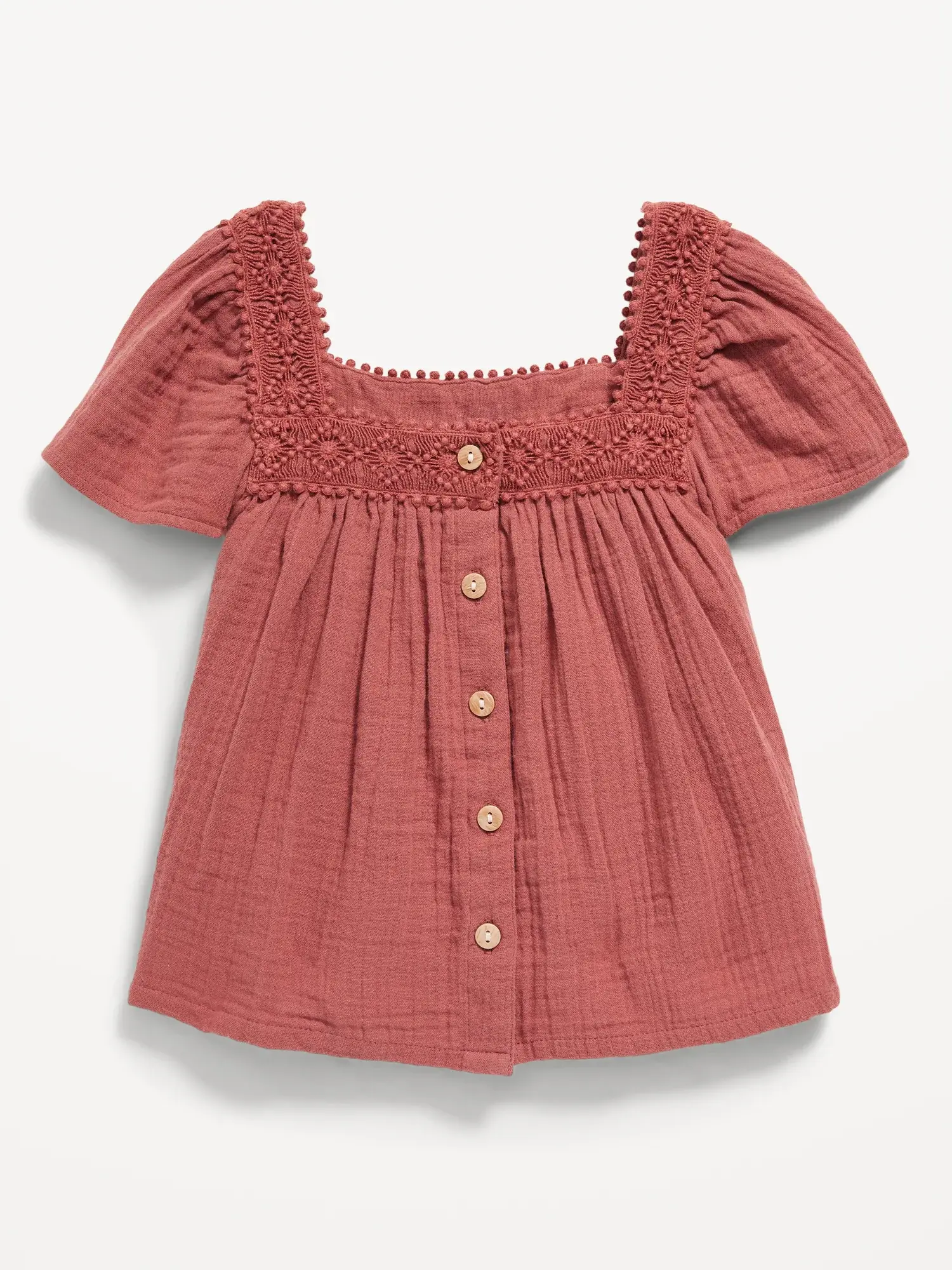Old Navy Flutter-Sleeve Button-Front Top for Toddler Girls red. 1