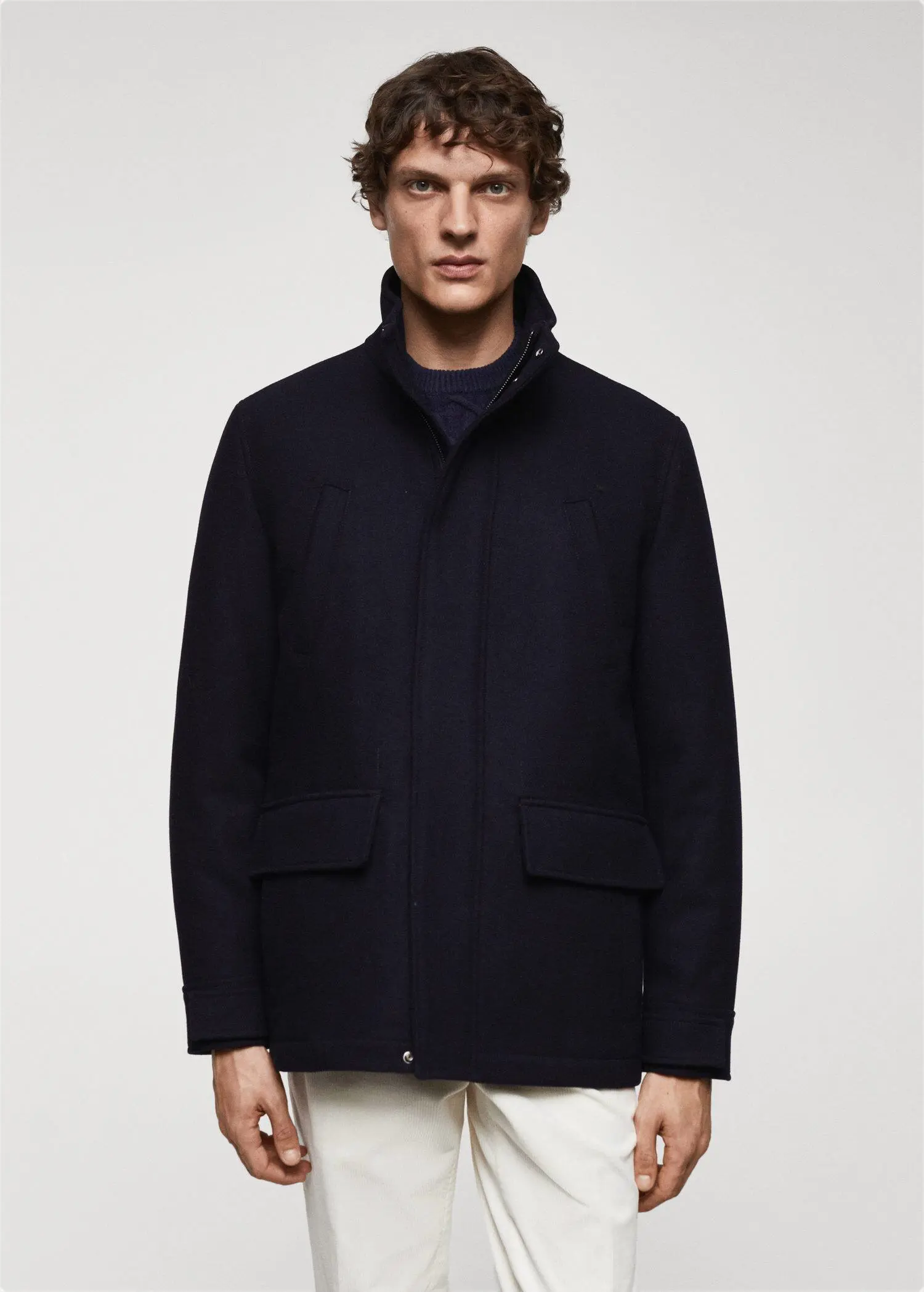 Mango Short wool coat with pockets. 2