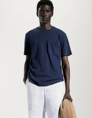 Mango Cotton-linen pocket t-shirt
