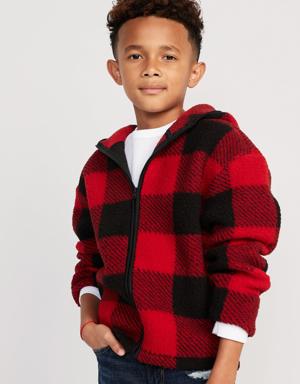 Sherpa Zip-Front Hooded Jacket for Boys red