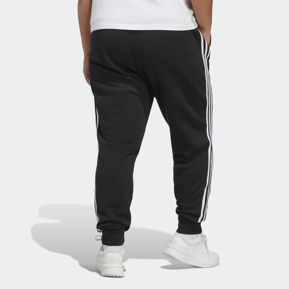 Adidas Essentials 3-Stripes French Terry Cuffed Joggers (Plus Size). 2