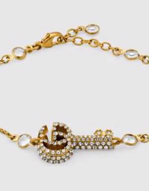 Double G key bracelet with crystals