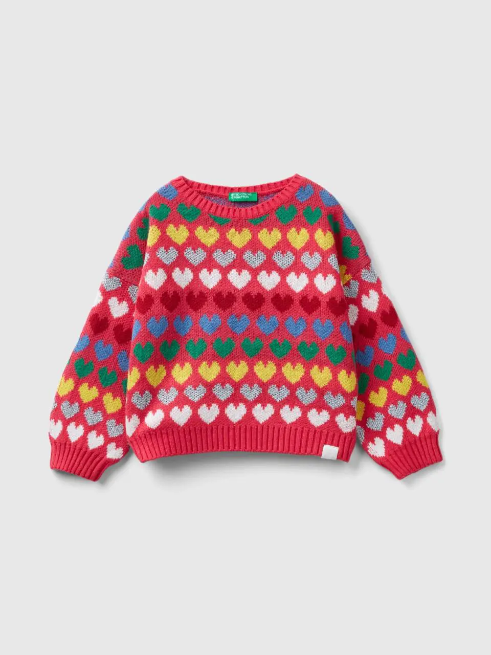 Benetton warm sweater with lurex hearts. 1