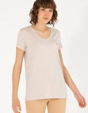 Kadın Taş V - Yaka Basic T-shirt