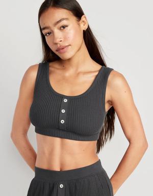Old Navy Waffle-Knit Pajama Cami Bralette Top for Women black