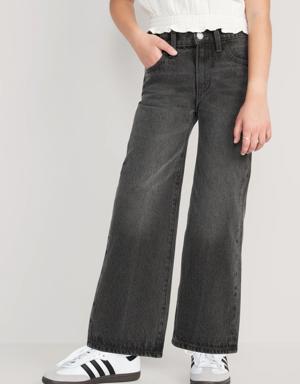 High-Waisted Baggy Wide-Leg Jeans for Girls black