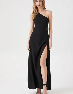 Forever 21 One Shoulder Satin Gown Black