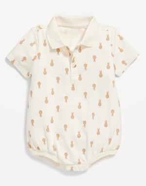 Printed Short-Sleeve Polo Romper for Baby multi