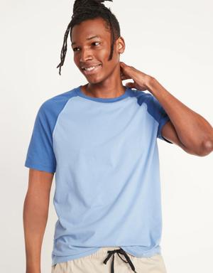 Color-Blocked Raglan-Sleeve T-Shirt for Men blue