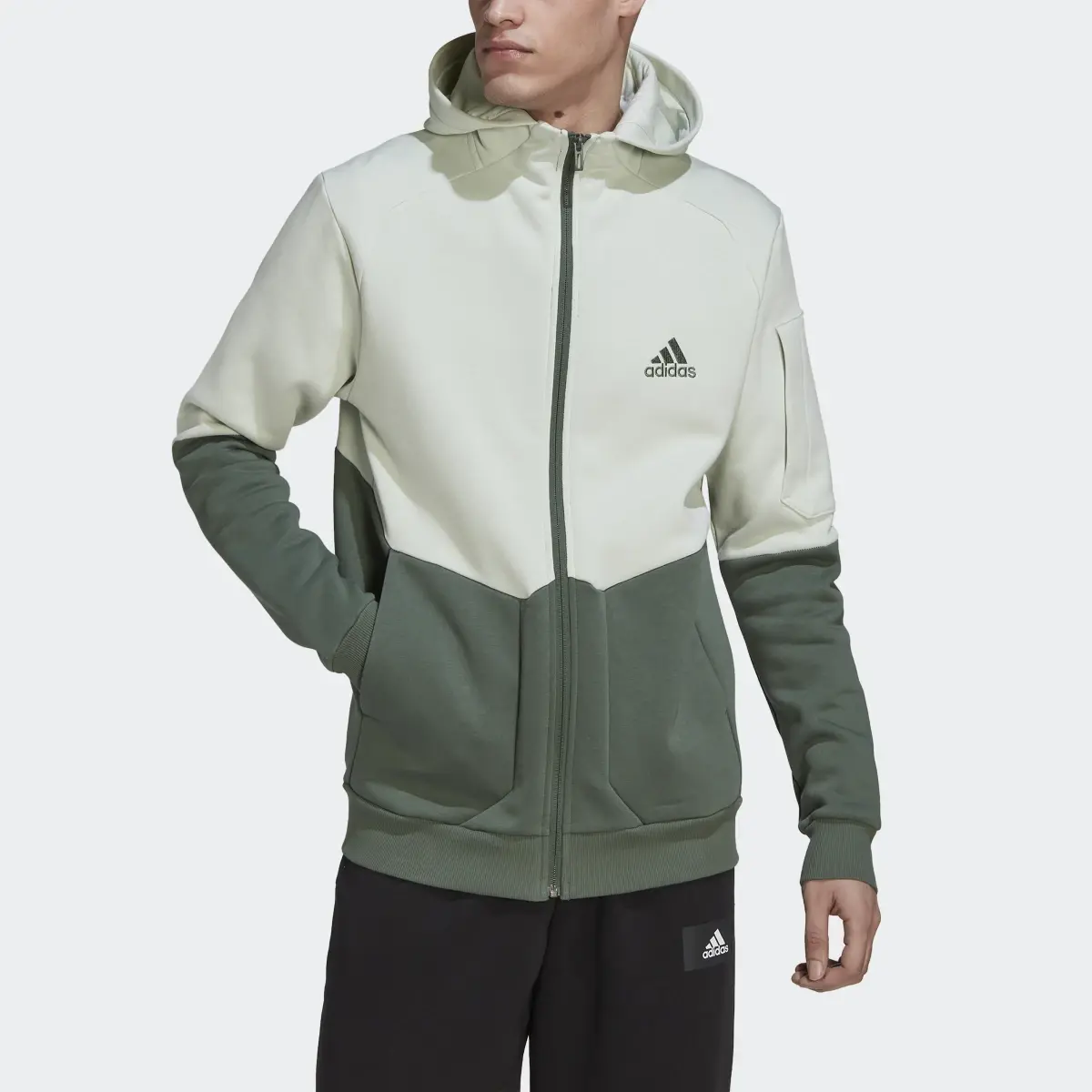 Adidas Essentials for Gameday Fleece Full-Zip Hoodie. 1