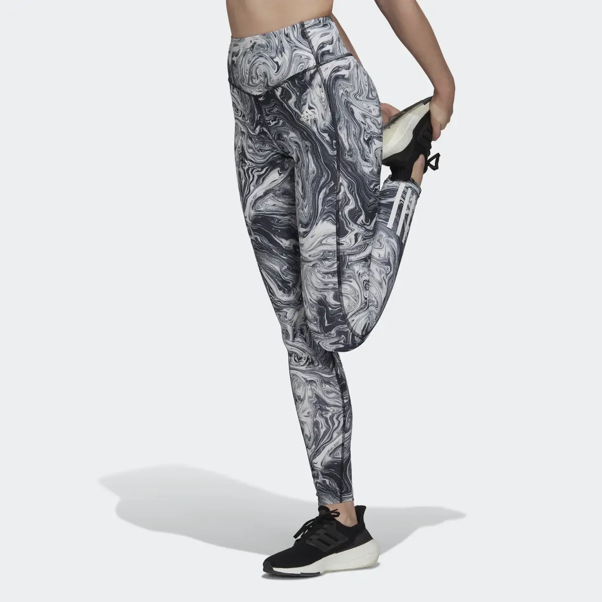 Adidas Hyperglam AEROREADY Training High-Rise Marble-Print Leggings. 1