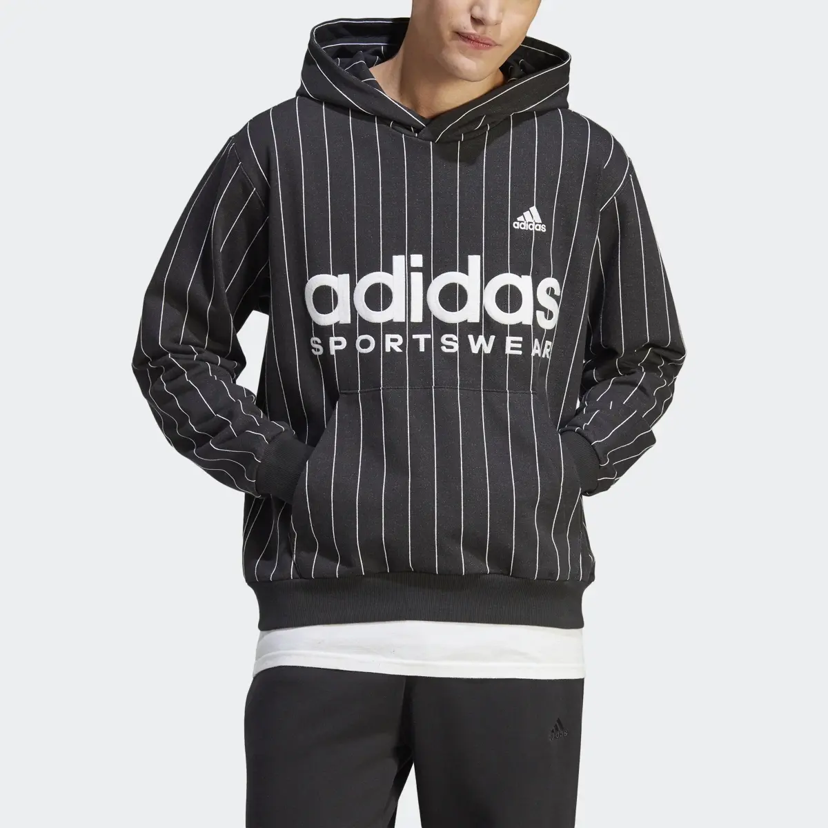 Adidas Sweat-shirt à capuche en molleton à fines rayures. 1