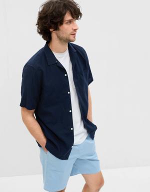 Linen-Cotton Vacay Shirt blue