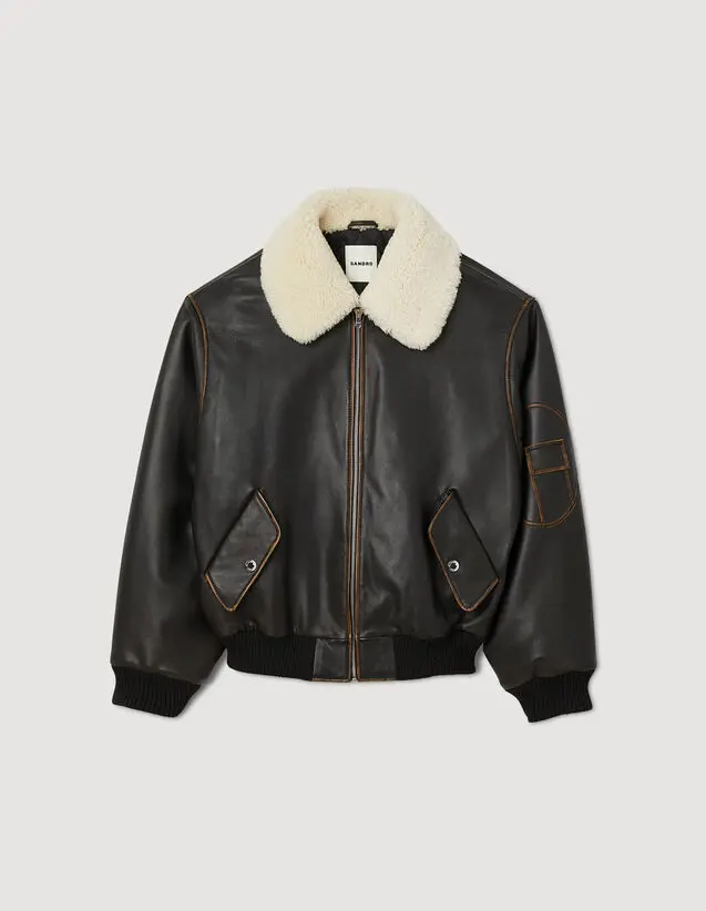 Sandro Leather bomber jacket. 2