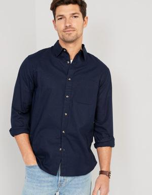 Old Navy Regular-Fit Everyday Non-Stretch Linen-Blend Shirt for Men blue