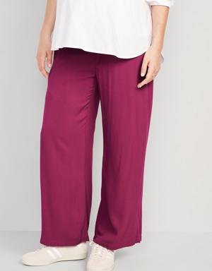 Maternity Foldover-Waist Playa Wide-Leg Pants red