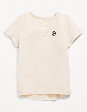 Softest Scoop-Neck Graphic T-Shirt for Girls white