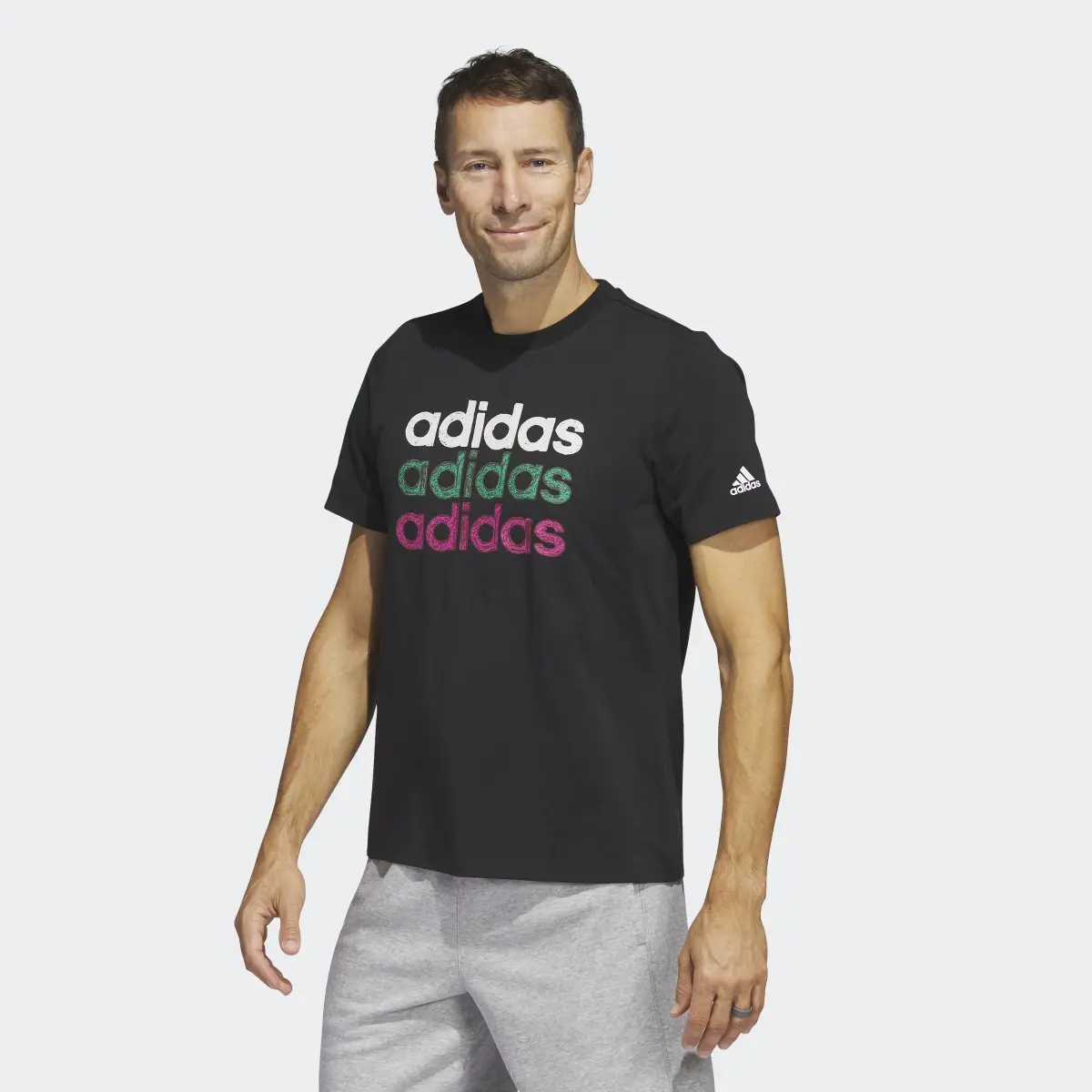 Adidas Multi Linear Sportswear Graphic Tee (Short Sleeve). 2