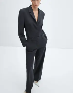 Fitted wool suit blazer