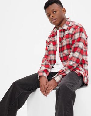 Teen 100% Organic Cotton Flannel Shirt red