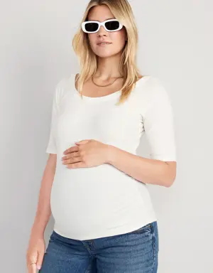 Maternity 3/4-Sleeve Side-Shirred T-Shirt white