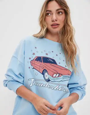 American Eagle Oversized Thunderbird Graphic Sweatshirt. 1