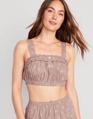 Sleeveless Button-Front Bralette Pajama Top for Women brown